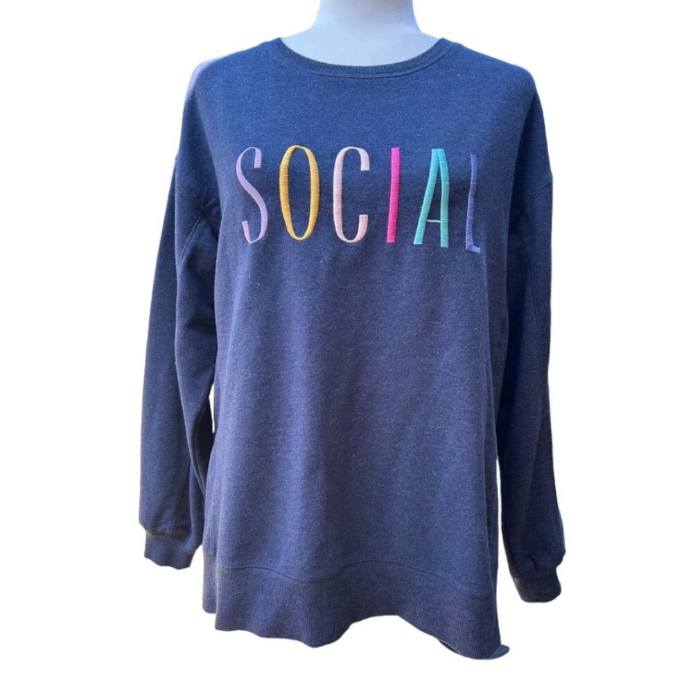 WILDFOX‎ Women's "Social" Navy Blue Sweatshirt Size Medium
